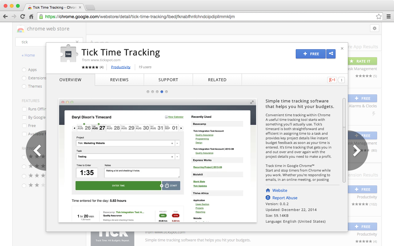 Tick in Google Chrome Store Tick in Google Chrome Store